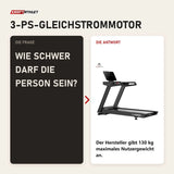 Frage und Antwort zu Titanium Strength LC10 DC Laufband: Wie schwer darf die Person sein?