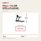 Maßbild Titanium Strength LC10 DC Laufband: Stellfläche 195,6 × 94 cm, Höhe 152 cm
