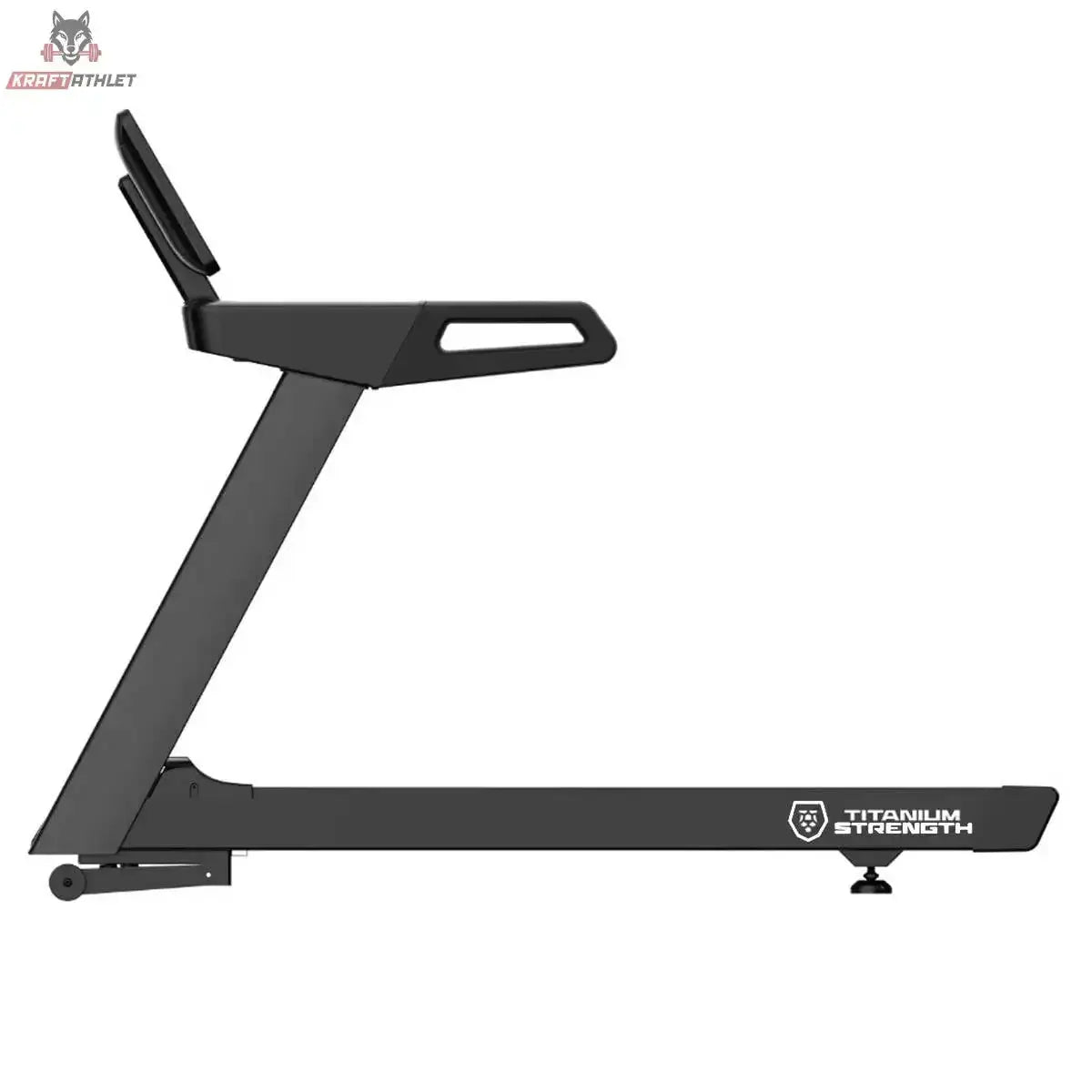 Titanium Strength LC10 DC Laufband – Seitenansicht mit flachem Laufdeck und Rahmen