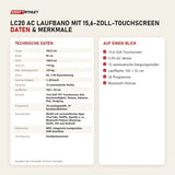 Technische Daten und Merkmale von Titanium Strength LC20 AC Laufband mit 15,6-Zoll-Touchscreen als Tabelle