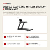 Titanium Strength LC20 AC Laufband mit LED-Display mit 4 Merkmalen: AC-Motor mit max. 3,0 PS, 12 automatische Steigungsstufen, Lauffläche 150 × 52 cm, 27 Programme