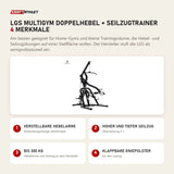 Titanium Strength LGS Multigym Doppelhebel + Seilzugtrainer mit 4 Merkmalen: Verstellbare Hebelarme, Hoher und tiefer Seilzug, Bis 300 kg, Klappbare Kniepolster