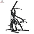 Titanium Strength LGS Multigym Doppelhebel + Seilzugtrainer in der Seitenansicht links mit Latzugturm und Hebelarmen