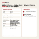 Technische Daten und Lieferumfang von Titanium Strength LGS Multigym Doppelhebel + Seilzugtrainer als Tabelle