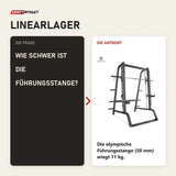 Frage und Antwort zu Titanium Strength Linearlager Smith Maschine 160SC: Wie schwer ist die Führungsstange?