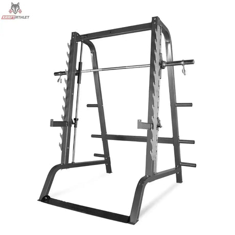 Titanium Strength Linearlager Smith Maschine 160SC in Schrägansicht von links mit Führungsstange und Ablagen