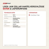 Technische Daten und Lieferumfang von Titanium Strength Lock-Jaw Collar Hantelverschlüsse als Tabelle