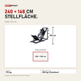 Maßbild Titanium Strength LP300 Monster Leg Press / Hack Squat: Stellfläche 240 × 148 cm, Höhe 155 cm
