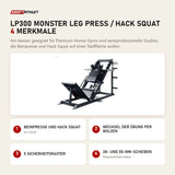 Titanium Strength LP300 Monster Leg Press / Hack Squat mit 4 Merkmalen: Beinpresse und Hack Squat, Wechsel der Übung per Bolzen, 5 Sicherheitsraster, 28- und 50-mm-Scheiben