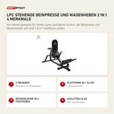 Titanium Strength LPC Stehende Beinpresse und Wadenheben 2 in 1 mit 4 Merkmalen: 2 Übungen, Plattform 60 × 54 cm, Rückenlehne in 3 Positionen, Schlitten 36 kg