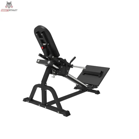 Titanium Strength LPC Stehende Beinpresse und Wadenheben 2 in 1 in Seitenansicht von hinten mit Fußplatte und Schulterpolstern