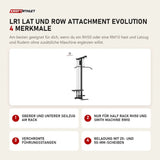 Titanium Strength LR1 Lat und Row Attachment Evolution mit 4 Merkmalen: Oberer und unterer Seilzug am Rack, Nur für Half Rack RH50 und Smith Machine RM10, Verchromte Führungsstangen, Beladung mit 25- und 50-mm-Scheiben
