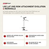 Titanium Strength LR2 Lat und Row Attachment Evolution mit 4 Merkmalen: Oberer und unterer Seilzug für das RH60, Verankerung hinten oben und unten, Verchromte Führungsstangen, Beladung mit 25- und 50-mm-Scheiben