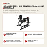 Titanium Strength LXC Quadrizeps- und Beinbeuger-Maschine mit 4 Merkmalen: Beinstrecken und Beinbeugen, Wechsel per Steckbolzen, Rückenlehne 6 Positionen, Oberschenkelrolle 9 Höhen, Untere Rolle in 14 Positionen