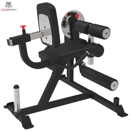 Titanium Strength LXC Quadrizeps- und Beinbeuger-Maschine, Schrägansicht von hinten mit Rückenpolster