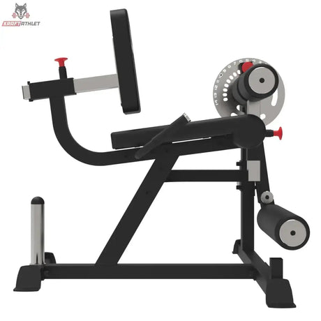 Titanium Strength LXC Quadrizeps- und Beinbeuger-Maschine in der Seitenansicht mit Scheibenaufnahme