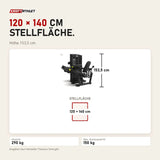 Maßbild Titanium Strength M1 Selectorized Dualtrainer Quadrizeps und Oberschenkel: Stellfläche 120 × 140 cm, Höhe 153,5 cm