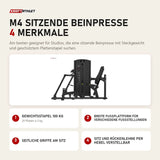 Titanium Strength M4 Sitzende Beinpresse mit 4 Merkmalen: Gewichtsstapel 100 kg, Breite Fußplattform für verschiedene Fußstellungen, Seitliche Griffe am Sitz, Sitz und Rückenlehne per Hebel verstellbar