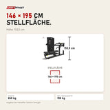 Maßbild Titanium Strength M5 Selectorized Dualtrainer Schulter- und Brustpresse: Stellfläche 146 × 195 cm, Höhe 153,5 cm
