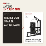 Frage und Antwort zu Titanium Strength M6 Selectorized Dualtrainer High Pulley und Rudern: Wie ist der Stapel aufgebaut?
