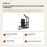 Titanium Strength M6 Selectorized Dualtrainer High Pulley und Rudern mit 4 Merkmalen: Latzug und Rudern, Latzugstange, 100-kg-Stapel, Rollen mit Kugellagern