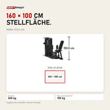 Maßbild Titanium Strength M9 Selectorized Dualtrainer Abduktor/Adduktor: Stellfläche 160 × 100 cm, Höhe 153,5 cm