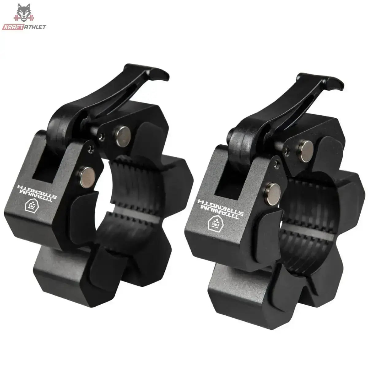Titanium Strength MAGC Magnetische Aluminium-Verschlüsse, Paar in Schwarz, geöffnet in Frontansicht