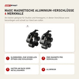 Titanium Strength MAGC Magnetische Aluminium-Verschlüsse mit 4 Merkmalen: Klemmhebel zum schnellen Öffnen und Schließen, Zwei Magnete pro Verschluss, Haften am Rack oder Metallrahmen, Aluminium