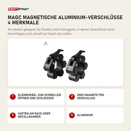 Titanium Strength MAGC Magnetische Aluminium-Verschlüsse mit 4 Merkmalen: Klemmhebel zum schnellen Öffnen und Schließen, Zwei Magnete pro Verschluss, Haften am Rack oder Metallrahmen, Aluminium