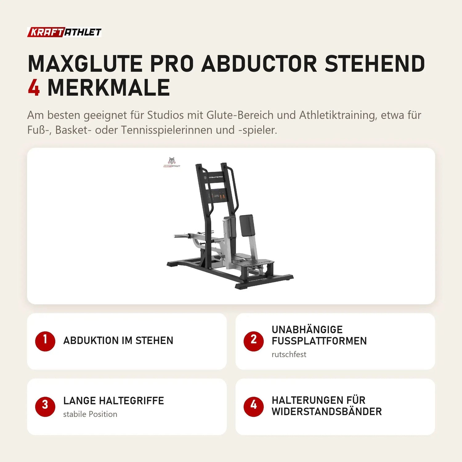 Titanium Strength MaxGlute Pro Abductor Stehend mit 4 Merkmalen: Abduktion im Stehen, Unabhängige Fußplattformen, Lange Haltegriffe, Halterungen für Widerstandsbänder