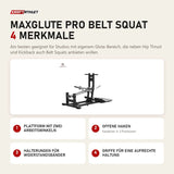 Titanium Strength MaxGlute Pro Belt Squat mit 4 Merkmalen: Plattform mit zwei Arbeitswinkeln, Offene Haken, Halterungen für Widerstandsbänder, Griffe für eine aufrechte Haltung