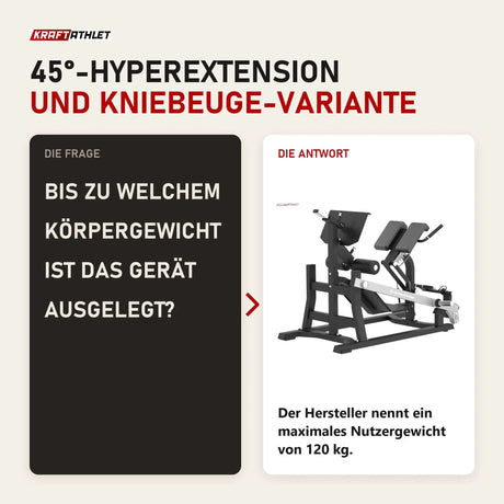 Frage und Antwort zu Titanium Strength MaxGlute Pro Duale Lendenwirbel-Hyperextension: Bis zu welchem Körpergewicht ist das Gerät ausgelegt?