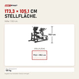 Maßbild Titanium Strength MaxGlute Pro Duale Lendenwirbel-Hyperextension: Stellfläche 173,3 × 105,1 cm, Höhe 118,9 cm