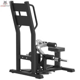 Titanium Strength MaxGlute Pro Hip Thrust im Stehen in Schrägansicht mit Hüftpolster und Hebelarm, schwarz