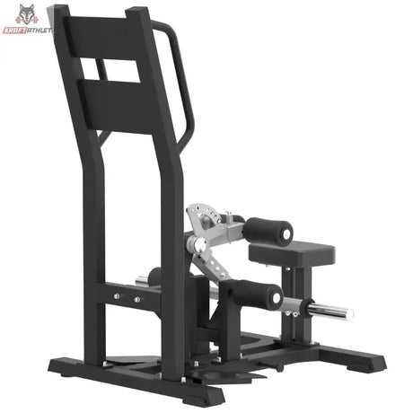Titanium Strength MaxGlute Pro Hip Thrust im Stehen in Schrägansicht mit Hüftpolster und Hebelarm, schwarz