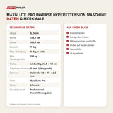 Technische Daten und Merkmale von Titanium Strength MaxGlute Pro Inverse Hyperextension Maschine als Tabelle