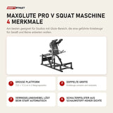 Titanium Strength MaxGlute Pro V Squat Maschine mit 4 Merkmalen: Große Plattform, Doppelte Griffe, Verriegelungshebel löst beim Start automatisch, Schulterpolster aus Schaumstoff hoher Dichte