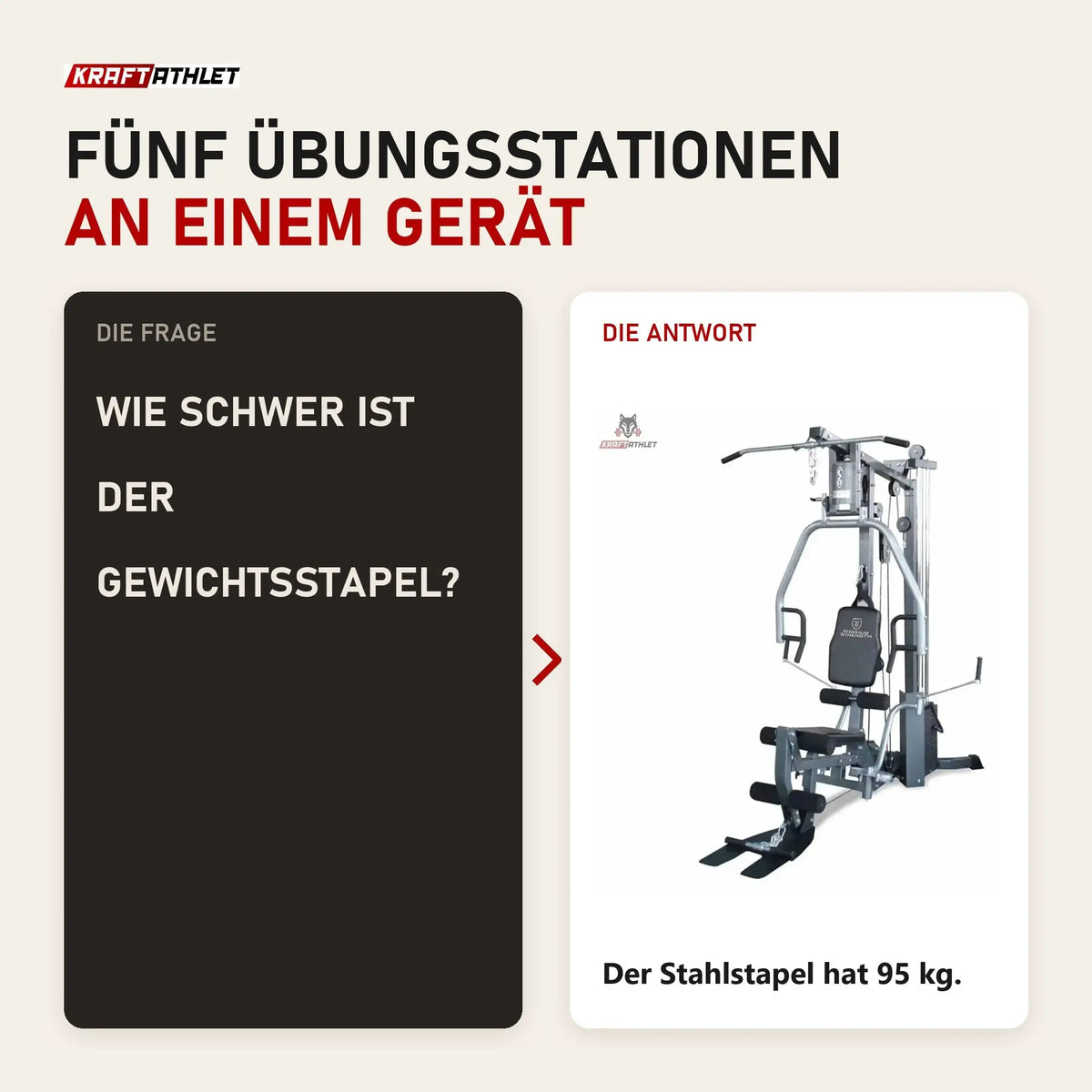 Frage und Antwort zu Titanium Strength Multi-Gym MG1: Wie schwer ist der Gewichtsstapel?