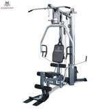 Titanium Strength Multi-Gym MG1 – Schrägansicht mit Gewichtsblock, Butterfly und Beinstrecker