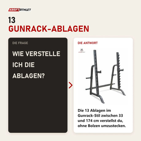 Frage und Antwort zu Titanium Strength Multi Press Rack 360PR: Wie verstelle ich die Ablagen?