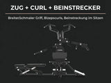 Titanium Strength Multigym Hebel LG3: Grafik zu Beincurl, Bizepscurls und Beinstrecker