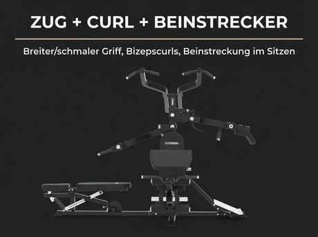 Titanium Strength Multigym Hebel LG3: Grafik zu Beincurl, Bizepscurls und Beinstrecker