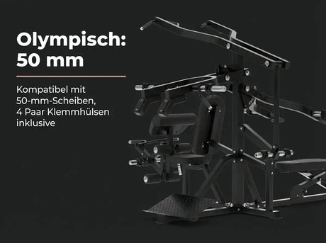 Titanium Strength Multigym Hebel LG3: Grafik zu 50-mm-Scheiben und Klemmhülsen