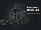 Titanium Strength Multigym Hebel LG3: Grafik auf dunklem Hintergrund mit den drei Stationen