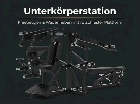 Titanium Strength Multigym Hebel LG3: Grafik zur Unterkörperstation mit rutschfester Plattform