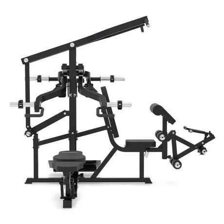 Titanium Strength Multigym Hebel LG3: Ansicht von hinten auf Hebelarme und Beinrolle, in Schwarz