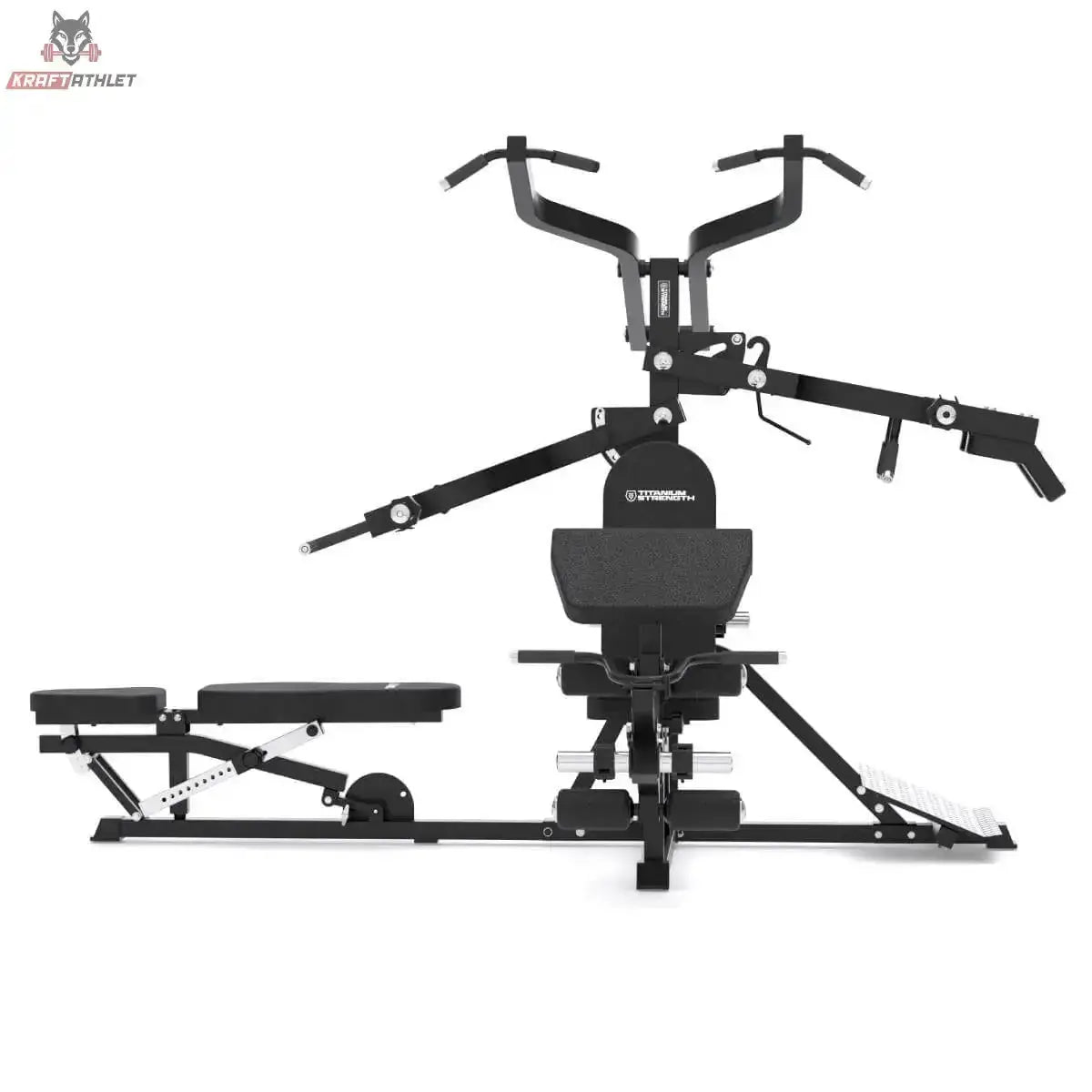Titanium Strength Multigym Hebel LG3: Vorderansicht mit ausgebreiteten Hebelarmen, in Schwarz