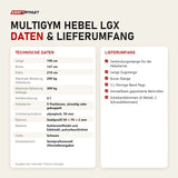 Technische Daten und Lieferumfang von Titanium Strength Multigym Hebel LGX als Tabelle