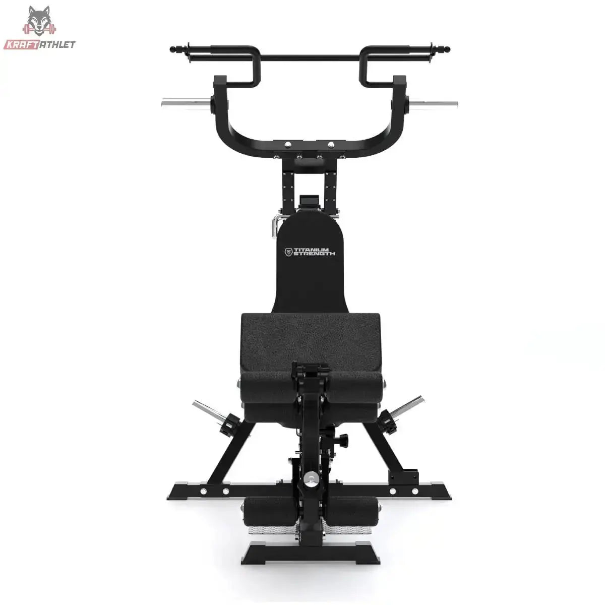 Titanium Strength Multigym Hebelmaschine LG1 – Frontansicht mit Griffbügel und Rückenlehne