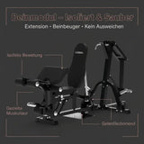 Titanium Strength Multigym Hebelmaschine LG1 – Grafik zum Beinmodul für Extension und Beinbeuger